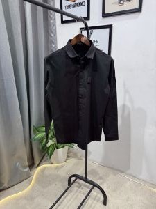 Hugoboss tukey imported shirt with brand button and logo on chest black