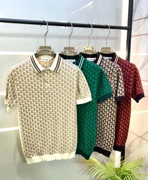 Lacost e Imported Green Monogram Premium Collar Neck Polo T-shirt F3527-GR