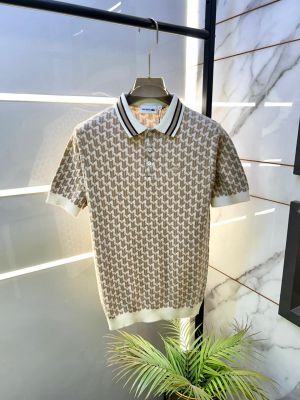 Lacost e Imported Cream Monogram Premium Collar Neck Polo T-shirt F3527-CR