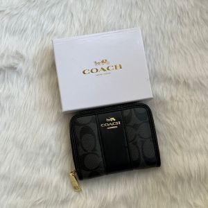 Coac_h Chelsea Stripe Zip Wallet Premium Quality With Box (Black) (AAAD15-1)