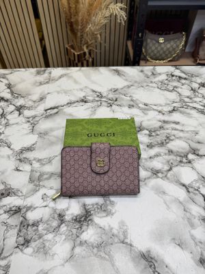 Gucc_i GG logo Compact Snap Closer Long Wallet With Box (61306) (Apricot)