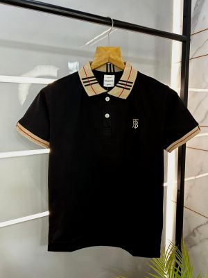 Sale Burberr y Black Polo Premium Collar Neck T-shirt F1563-BL
