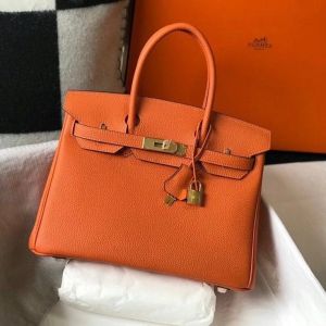 Hermes Birkin 30CM Caviar Leather Bag With Dust Cover Lock Key Orange