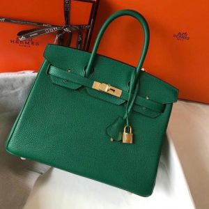 Hermes Birkin 30CM Caviar Leather Bag With Dust Cover Lock Key Green 