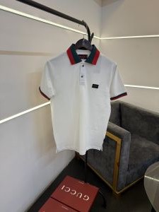 Gucc i imported box pack polo tshirt with brand buttons and steel logo white