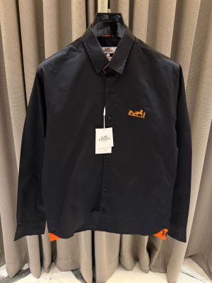 Hermes Chest Logo Full Sleeves Shirt Black 