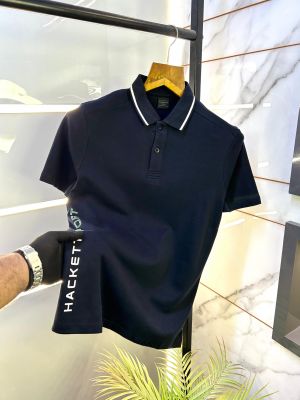 Sale Aston Martin Hacket t Navy Polo Premium Collar Neck T-shirt F2603-N2