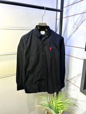 Ami Logo Black Premium Shirt Brand Packing F3523-BL