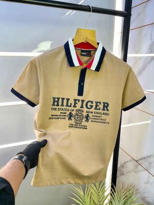 Sale Tommy_Hilfiger Brown Polo Premium Collar Neck T-shirt F2578-BR