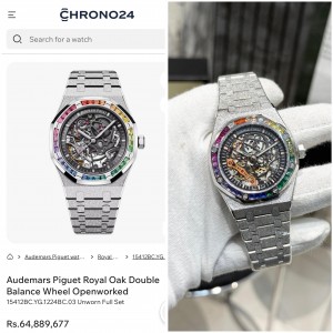 Audemar s Piguet Royal Oak Frosted with Rainbow Bezel