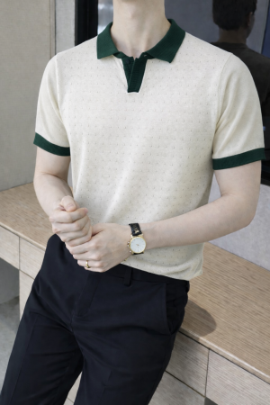 Boss Knitted Polo White Super Premium Collar Neck T-shirt F2754-WH