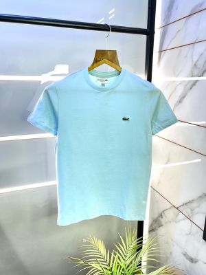 Sale Lacost e Blue Embroidery Logo Round Neck Premium T-shirt F2995-BU