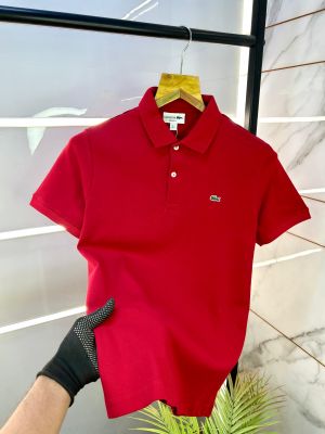 Sale Lacost e Red Polo Neck Premium Collar T-shirt RED-S-1827