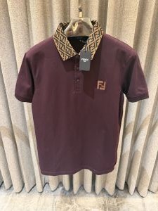 Fend_i Maroon premium collar embossed store article polo tshirt
