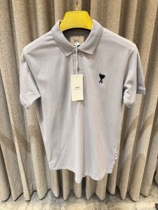 Ami Paris Grey Black logo premium quality Polo Tshirt 