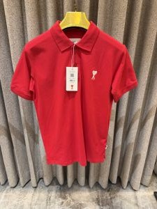Ami Paris Red White logo premium quality Polo Tshirt 