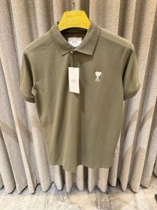 Ami Paris Olive Green White logo premium quality Polo Tshirt 