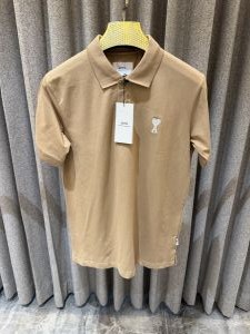 Ami Paris Beige Brown White logo premium quality Polo Tshirt 