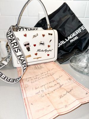 Karl Lagerfeld Paris Simone Flap Crossbody bag With Og Box And Long Starp