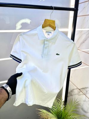 Sale Lacost e White Polo Premium Collar Neck T-shirt F2870-W1