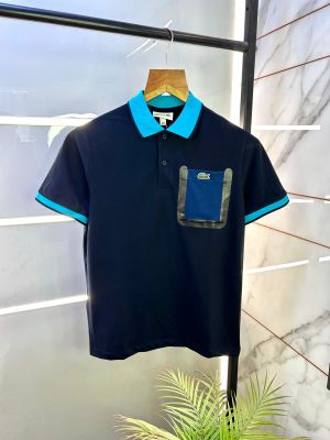 Sale Lacost e Navy Polo Premium Collar Neck T-shirt F2870-N2