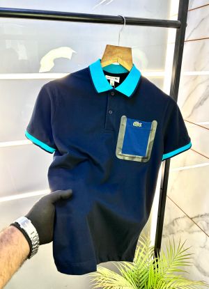 Sale Lacost e Navy Polo Premium Collar Neck T-shirt F2870-N2