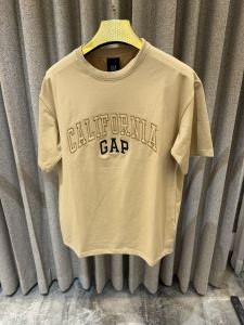 GA_P beige Black embossed oversized round neck premium Tshirt 