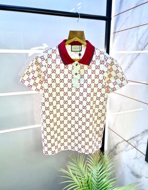 Gucc i Monogram White Imported Polo Neck Premium Collar T-shirt F1856-W1