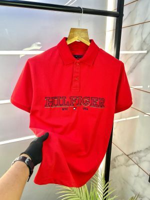 Sale Tommy_Hilfiger Red Polo Premium Collar T-shirt F2478-RE