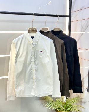 Tommy_Hilfiger White Embroidery Logo Oxford Lycra Premium Shirts F2626-WH