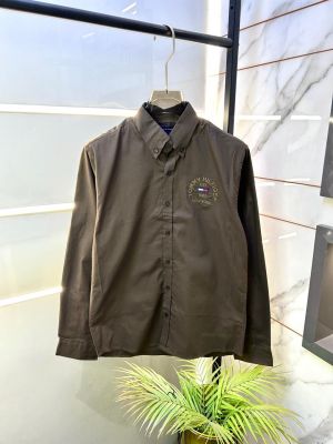 Tommy_Hilfiger Brown Embroidery Logo Oxford Lycra Premium Shirts F2626-BR