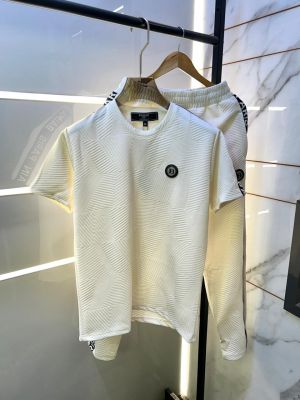 Balmai n Paris White Imported Embossed Print Premium Track Suit Brand Carry Bag Packing F3615-WH