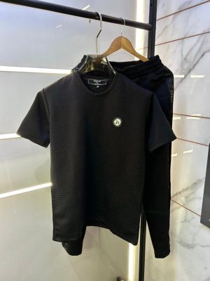 Balmai n Paris Black Imported Embossed Print Premium Track Suit Brand Carry Bag Packing F3615-BL