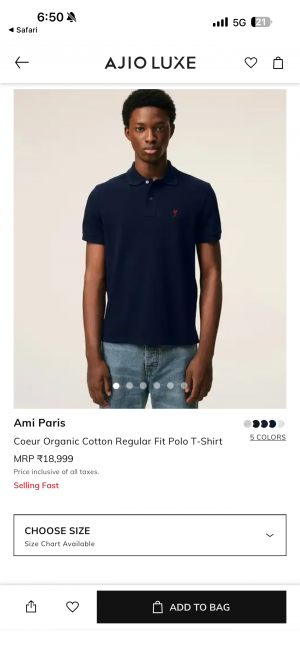 Ami Paris Dark Blue Red logo premium quality Polo Tshirt 