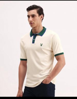 Rare Rabbit Off-white Polo Premium Collar Neck T-shirt F3568-OF