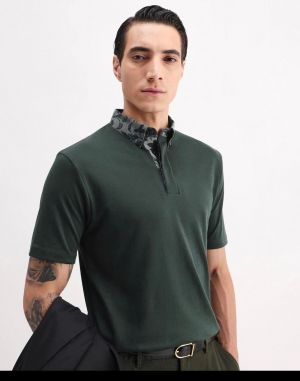Rare Rabbit Green Polo Premium Collar Neck T-shirt F3568-GR