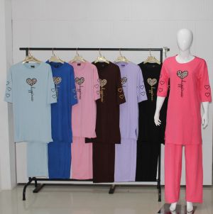 Long night suit full sleeve with embroidery