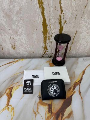 Karl lagerfeld Logo Zipper Around Wallet With Box And Dust Bag (Kxd006-Black)