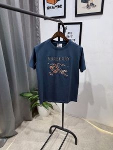 Burberr y embroidery logo imported round neck tshirt c green