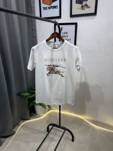 Burberr y embroidery logo imported round neck tshirt white