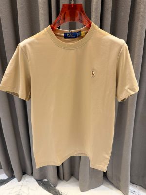 Ralp_h Lauren Chest Logo Round Neck T-shirt Coffee 