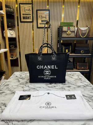 Chane_l paris-rue cambon timeless tote bag (black) (V-979)