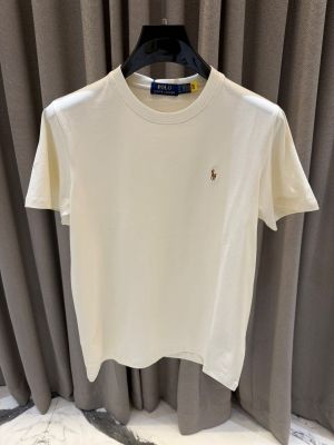 Ralp_h Lauren Chest Logo Round Neck T-shirt Cream