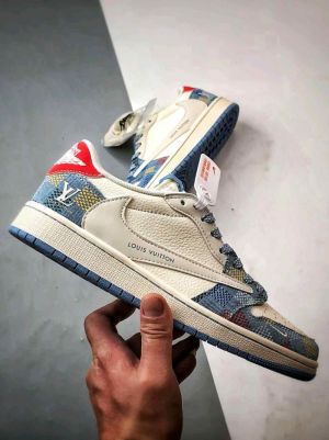 Nik.e Air Jordan 1 Low X Travis Scott X Loui s Vuitto.n Custom  