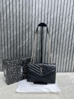 YSL Saint Laurent Loulou Quilted Soft Leather Shoulder Bag Chain Strap With OG Box Dust Cover Y8802 BlackGold