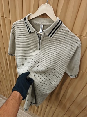 zipper cotton knitted tshirts