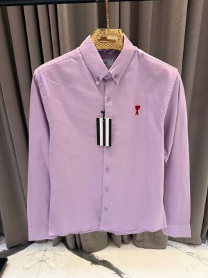 NO RETURN SALE CONFIRM ORDERS ONLY AMI PARIS PREMIUM SHIRT SEMI LINEN FABRIC FULL purple