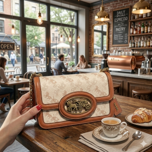 Coach_hero shoulder bag with the horse and carriage print in beige with box premium quality product