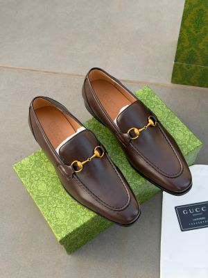 Gucc.i Jordaan Horsebit Leather Loafers Brown