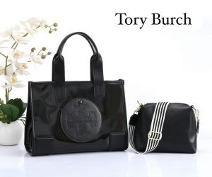 TOR.Y BURCH ELLA BLACK TOTE BAG DURABLE RECYLED WITH EXTRA POUCH PREMIUM WITH DUST BAG